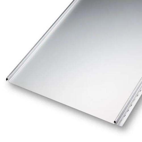 FixClick 5 P Stehfalzblech ohne Startleisteneinschnitt mit Mikrotrapezprofilierung - hier in RAL9006 Weißaluminium
